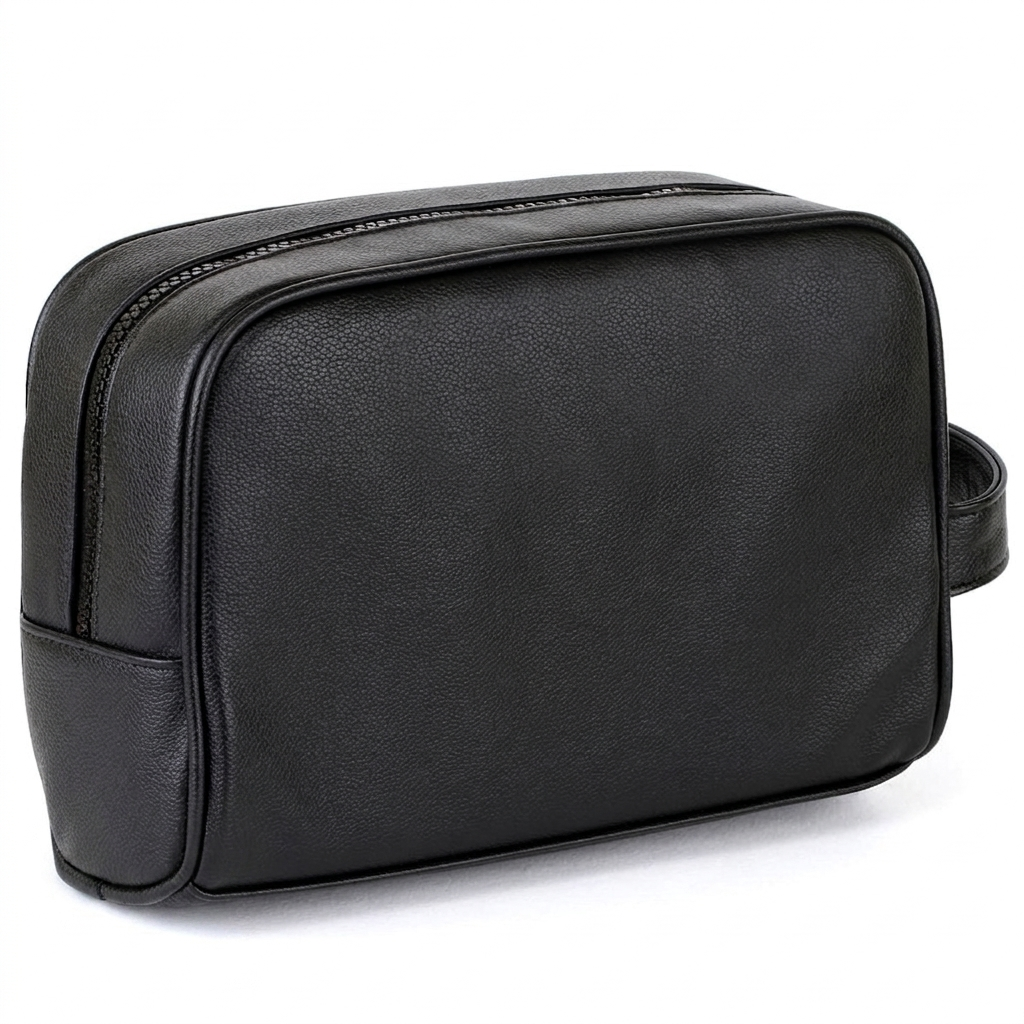 Tommy Hilfiger Polished Black Men’s Pouch With Embossed Flag Detail #43