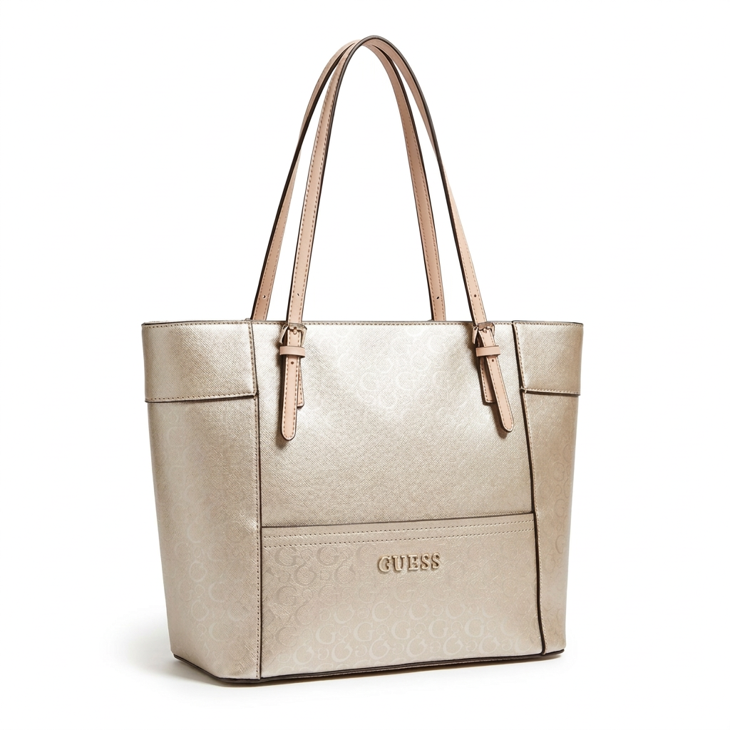 Guess Champagne Gold Monogram Tote Bag #170