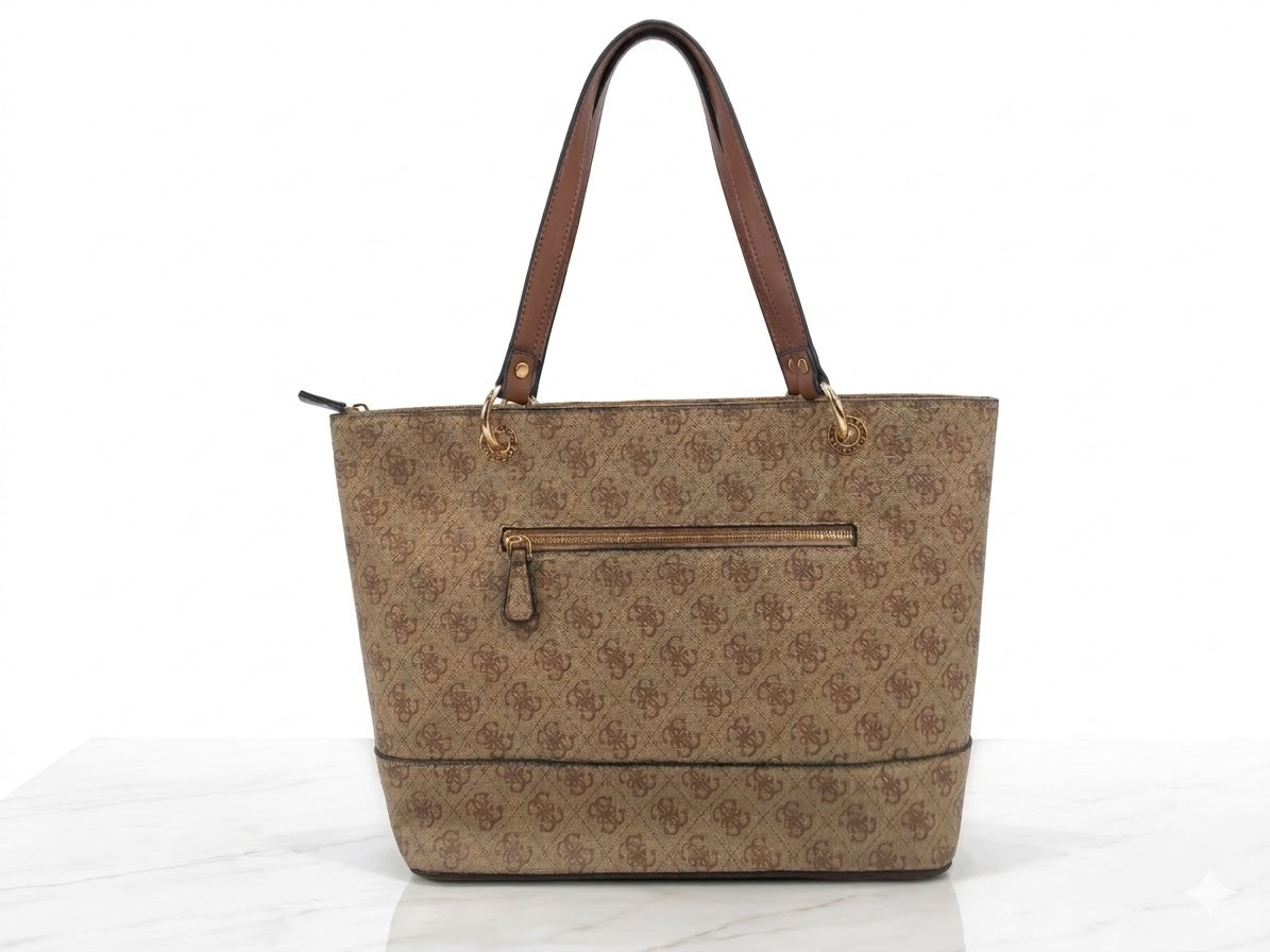 Guess Latte Brown Monogram Tote Bag #182