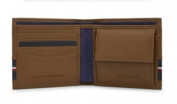 Tommy Hilfiger Tan Brown Leather Men's Wallet #64