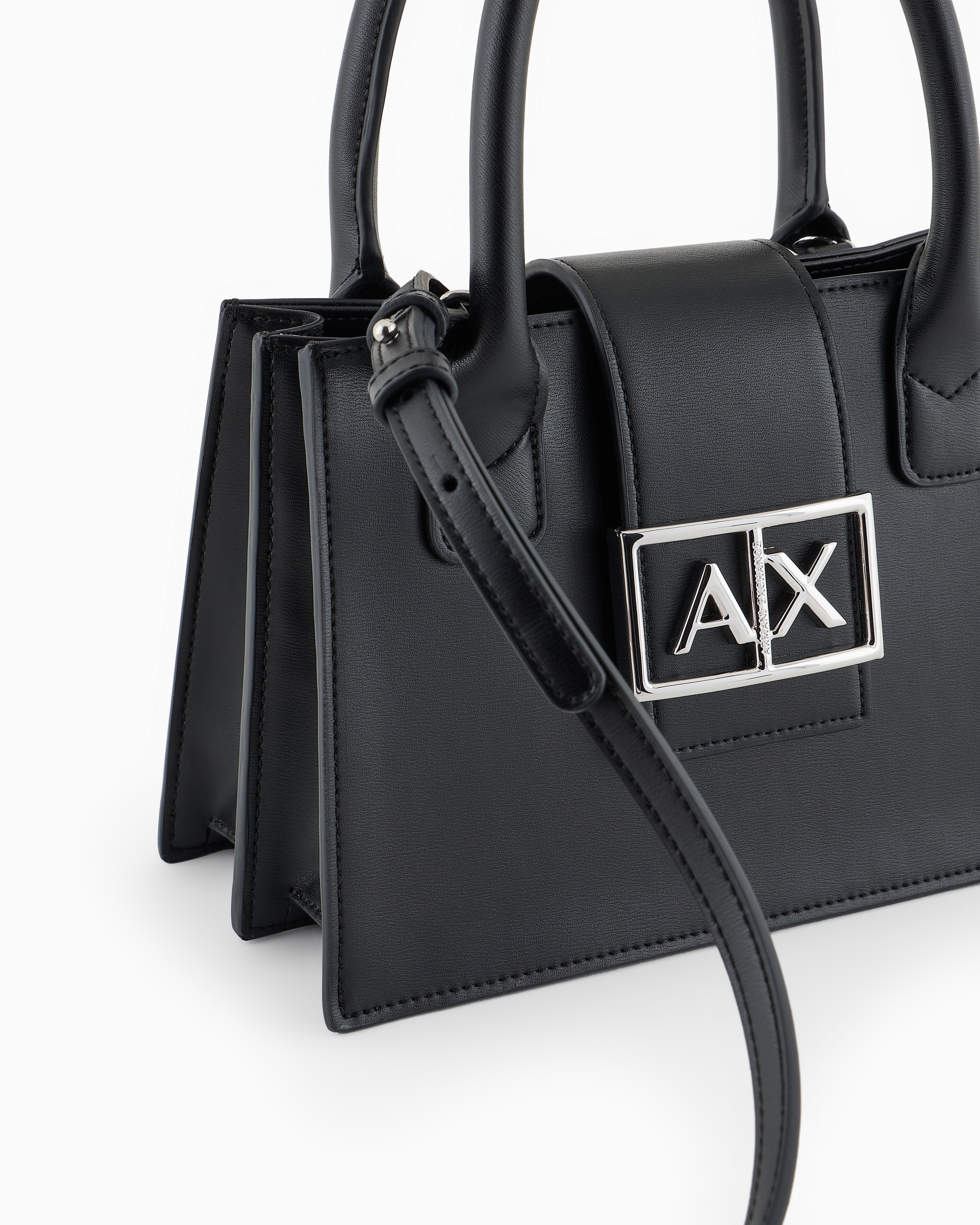 A|X Armani Exchange Small Square Satchel – Silver Hardware, Modern Minimalist Design #6