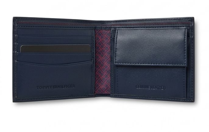 Tommy Hilfiger Men's Embossed Logo Wallet - Navy Blue #76