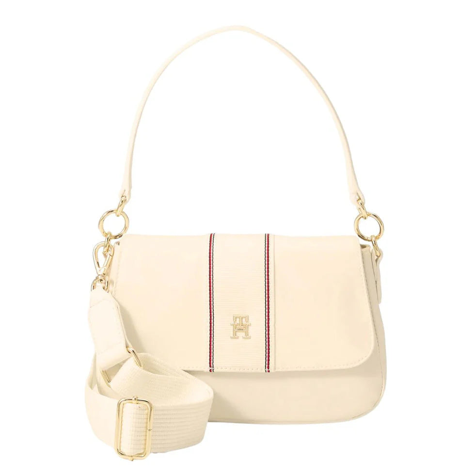 Tommy Hilfiger Signature Stripe Shoulder Bag – Elegant Off-White, Versatile Dual-Strap Design #6