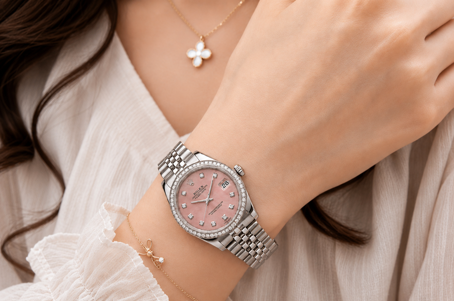 Luxury Rolex Datejust Classic Silver Edition with Soft Pink Dial Rolex-w.04