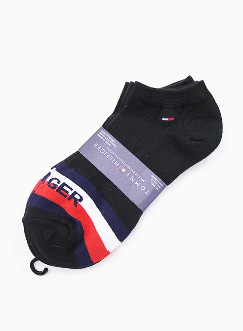 Tommy Hilfiger Signature Stripe Ankle Socks (3-Pair Pack) – Navy & Red Bold Logo, Unisex Street Style #05