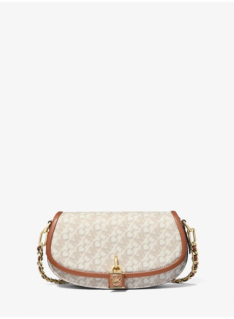 MICHAEL Michael Kors Mila Small Empire Signature Logo Shoulder Bag – Luxe Canvas & Braided Chain Strap #19
