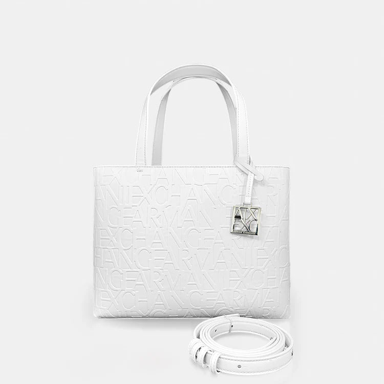 A|X Armani Exchange Medium Tote Bag – White Logo Design, Everyday Chic Style #12