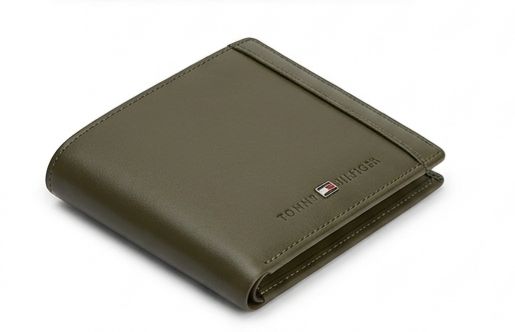 Tommy Hilfiger Men's Leather Bi-fold Wallet - Olive Green #68