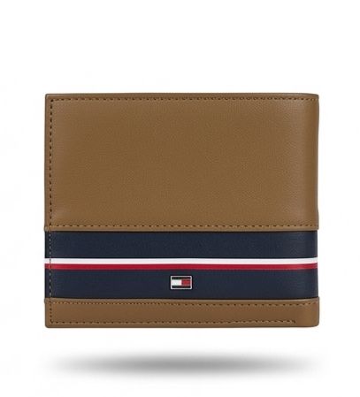 Tommy Hilfiger Tan Brown Leather Men's Wallet #64