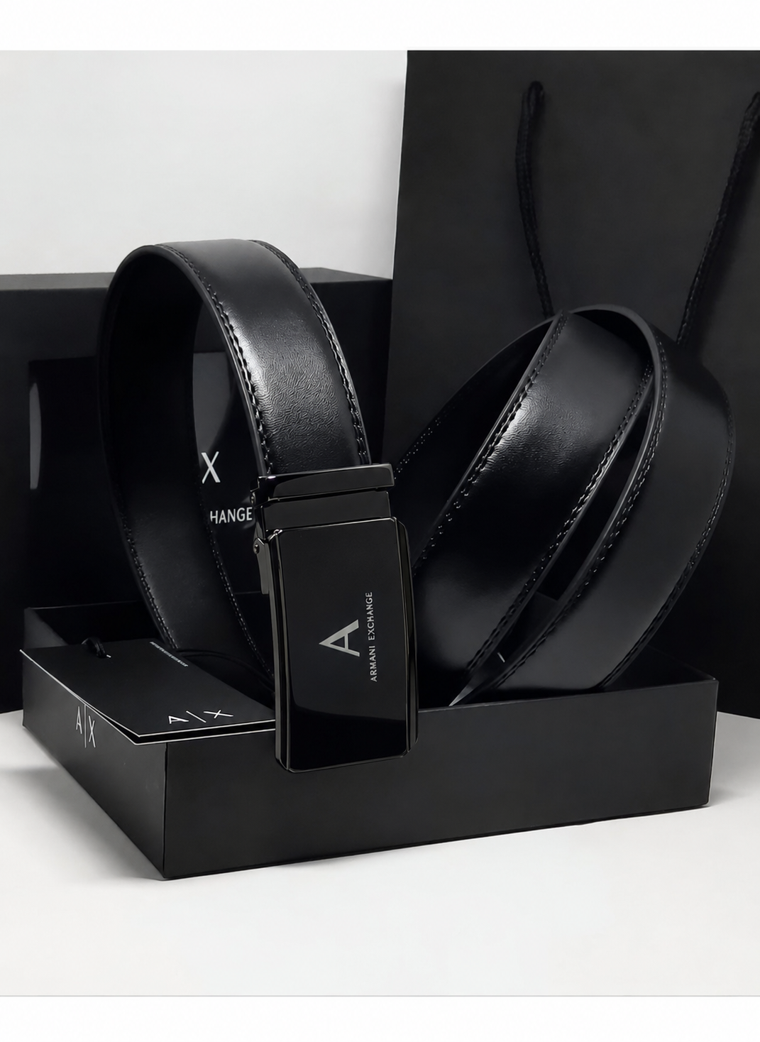 AX Black Leather Belt For Men #1