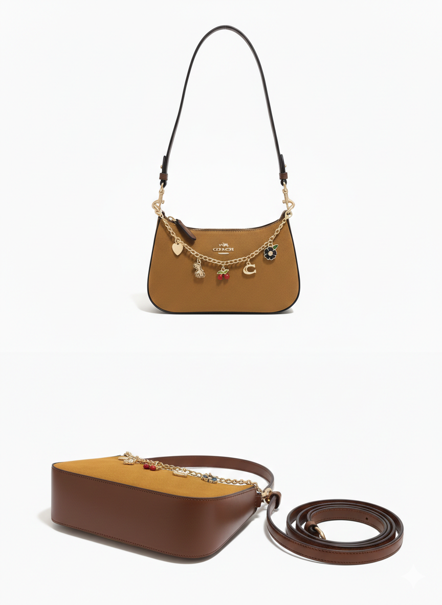 COACH Mini Heritage Bag – Tan Suede with Icon #23