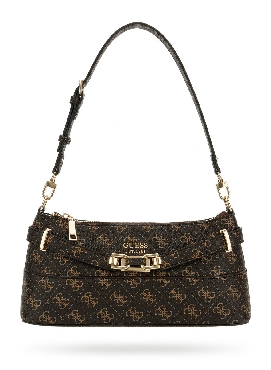 Guess Signature Brown Monogram Shoulder Bag #175