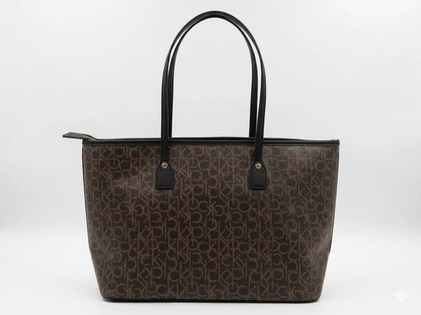 Calvin Klein Monogram Tote Set - Sophisticated Espresso Brown #05