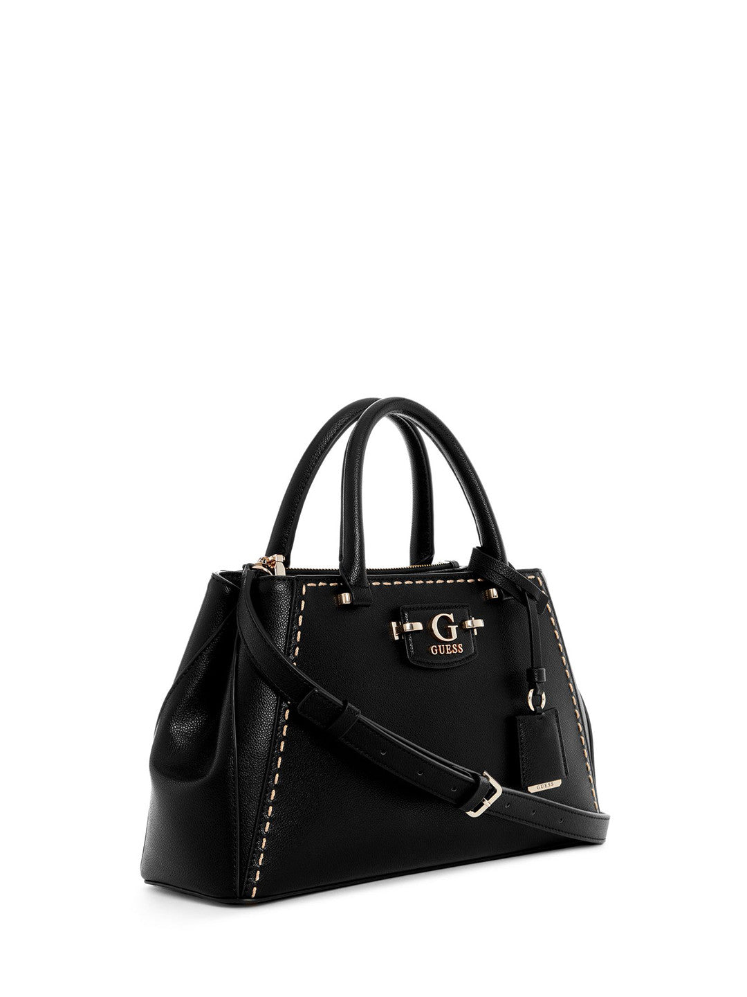 GUESS Structured Top Handle Satchel with Gold Stitching #27