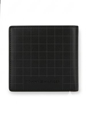 Tommy Hilfiger Men's Grid Textured Leather Wallet - Black #75