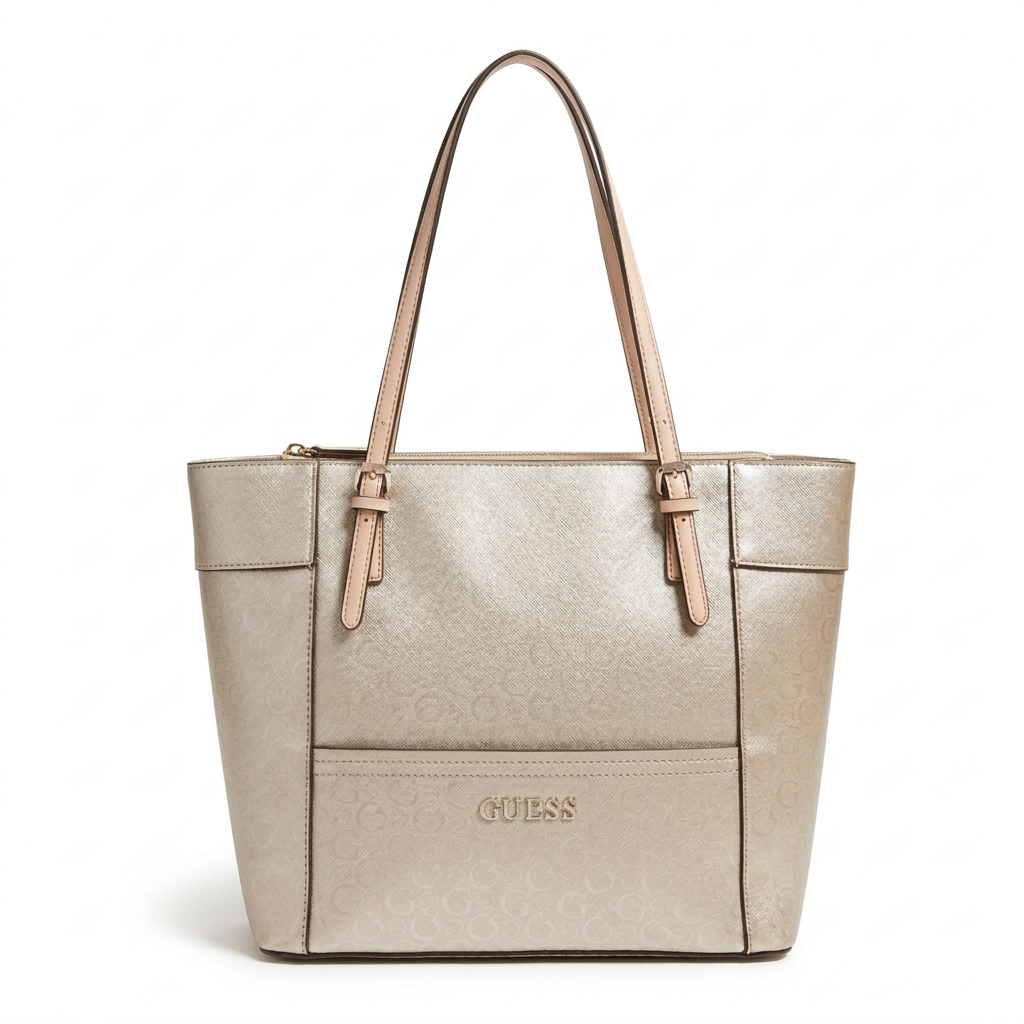 Guess Champagne Gold Monogram Tote Bag #170