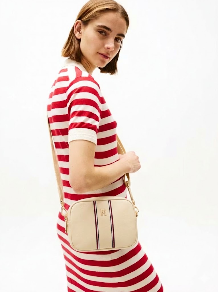 Tommy Hilfiger Essential Camera Bag – Soft Cream, Signature Stripe & Gold TH Monogram #3