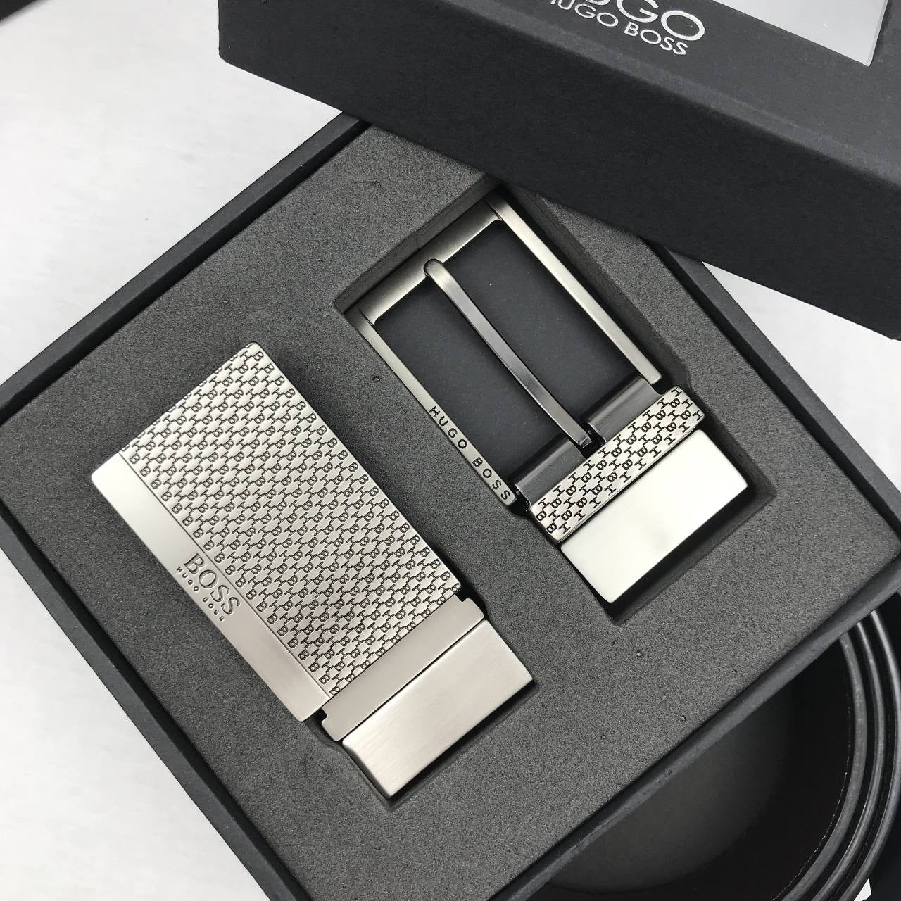 Hugo Boss Men’s Leather Belt Set | 2-Interchangeable Buckles #1