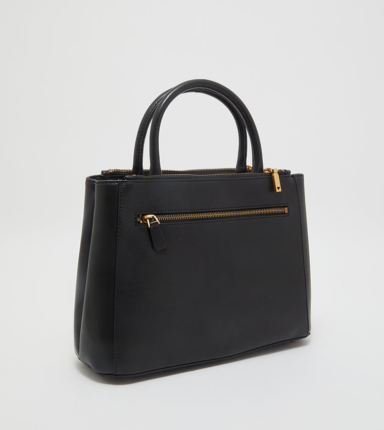Elegant Noir GUESS Handbag – Timeless Black & Gold #167
