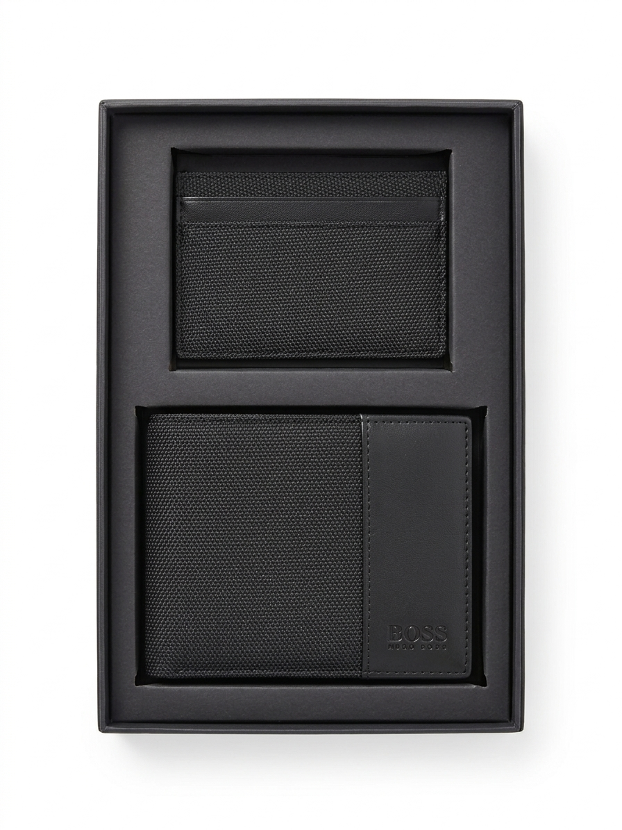 BOSS Men's Set: Textured Bi-Fold Wallet & Slim Card Holder #2