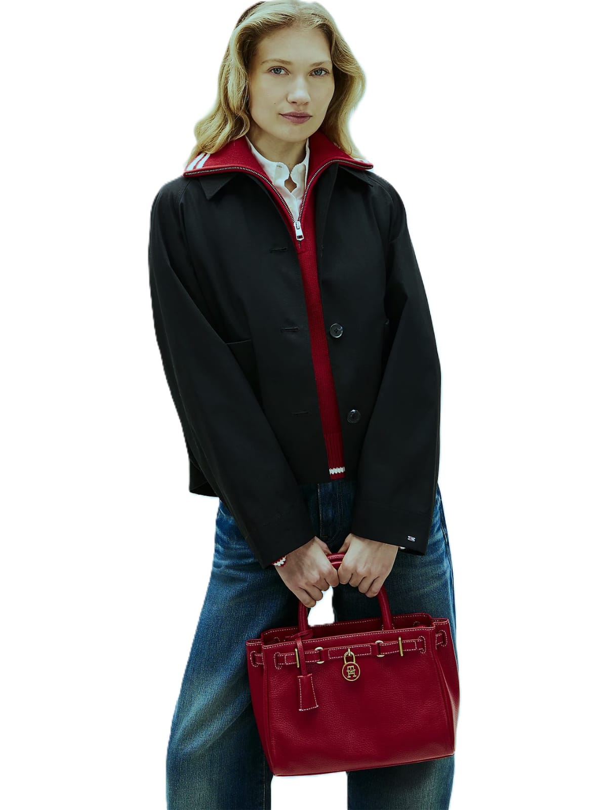 Tommy Hilfiger Locked Satchel – Deep Cherry Red #18