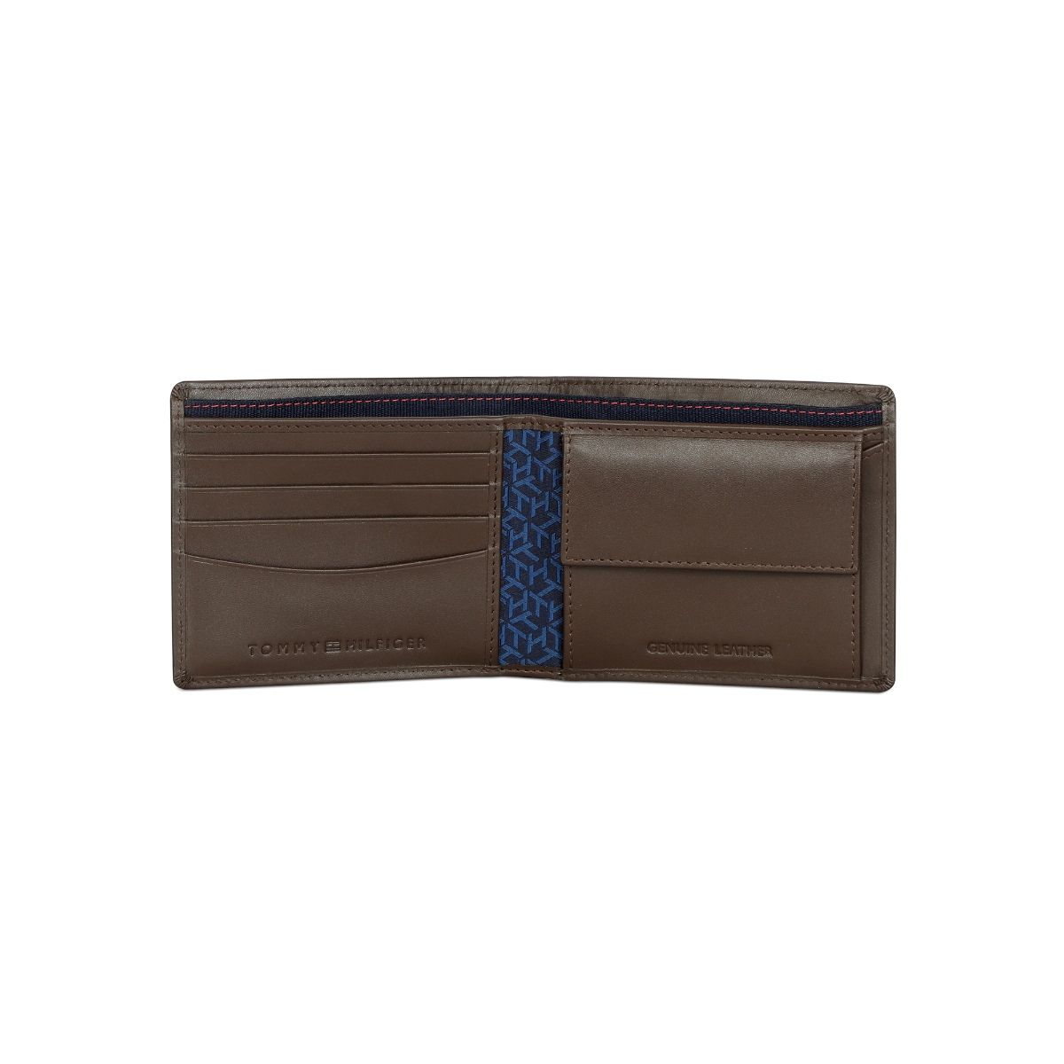 TH Men’s Leather Bifold Deep Brown with Monogram Print Wallet #59