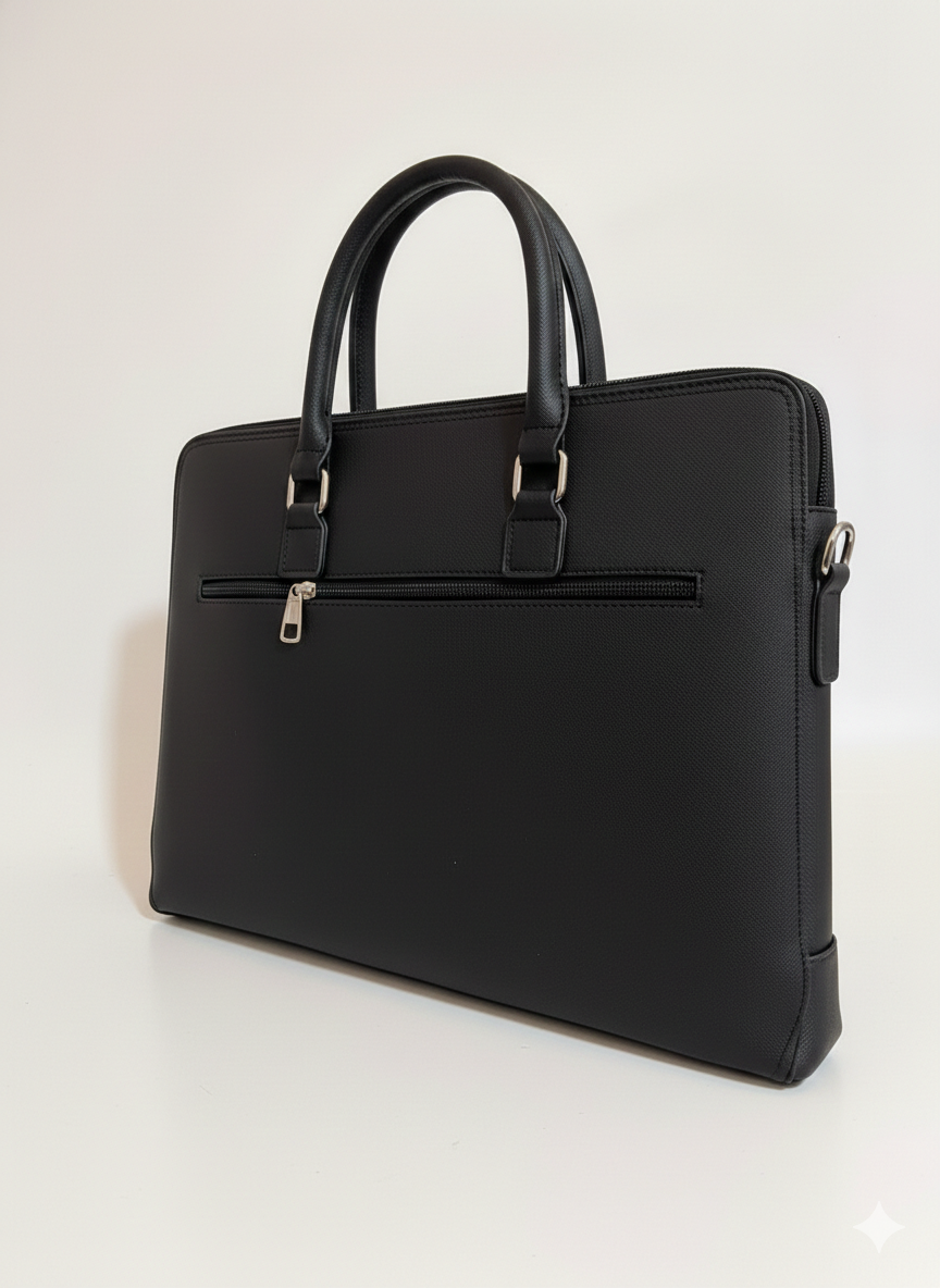 Lacoste Black Leather Laptop Bag #1