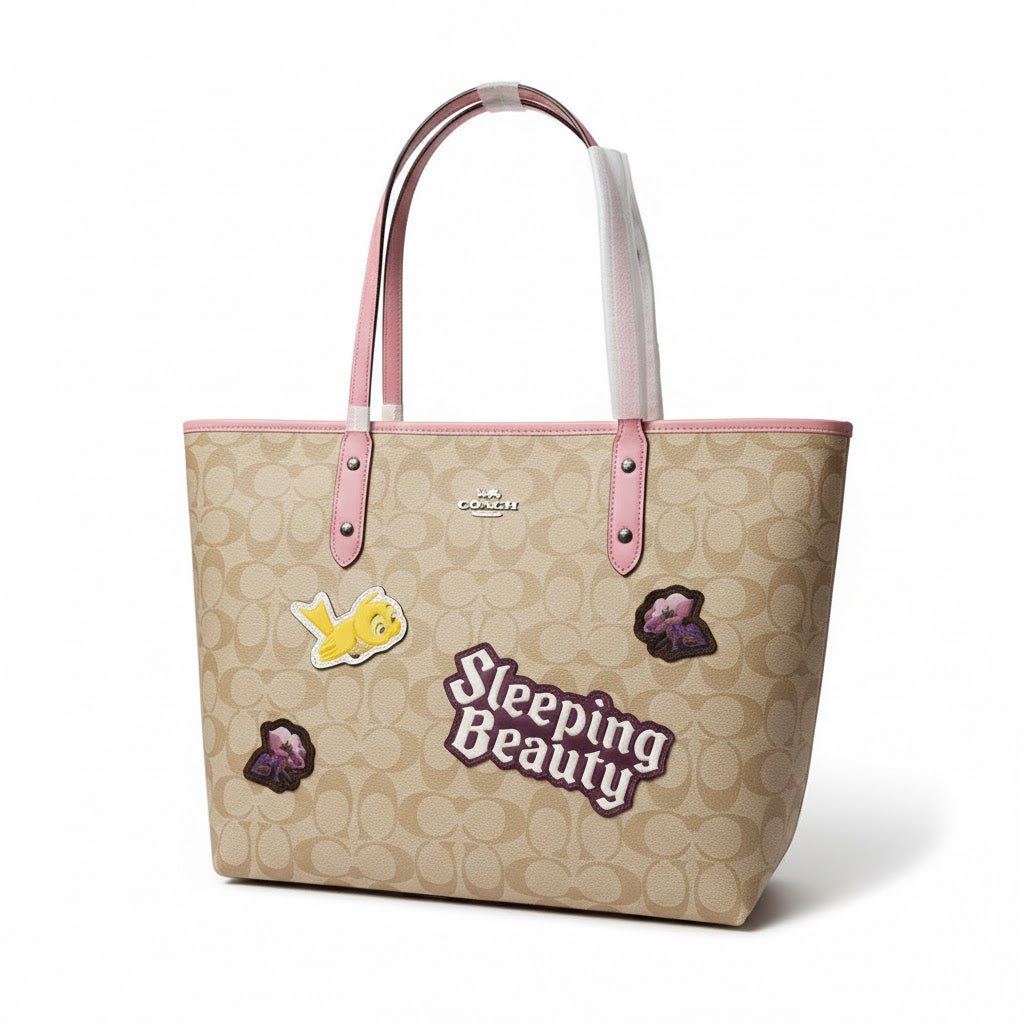 COACH x Disney Sleeping Beauty Signature Tote - Khaki & Pink # 14