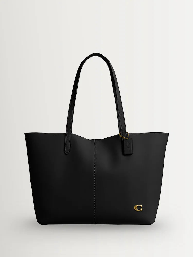 COACH Polished Pebble Leather Tote - Chalk Black #17