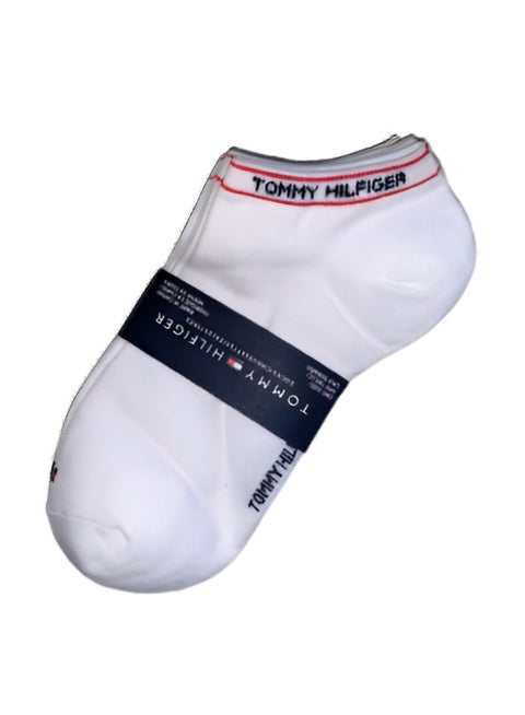 Tommy Hilfiger Branded Cuff Ankle Socks (3-Pair Pack) – Red Stripe Detail, Unisex Athletic Comfort #03