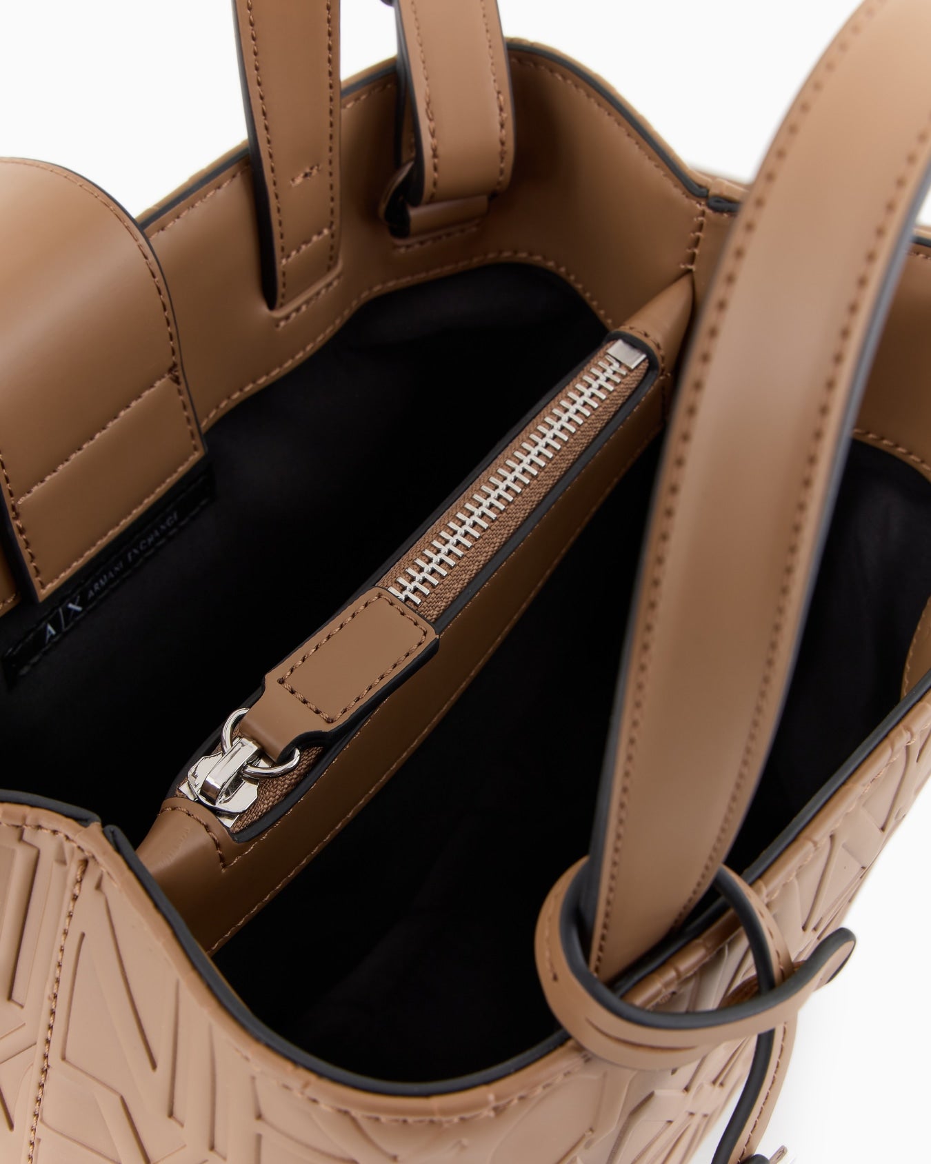 A|X Armani Exchange Medium Tote – Beige Embossed Logo Elegant #11