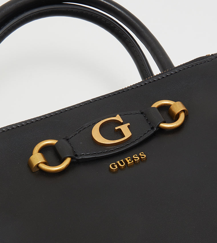 Elegant Noir GUESS Handbag – Timeless Black & Gold #167