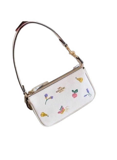 Coach Nolita 19 Leather Wristlet Handbag with Daisy Embroidery – White #37