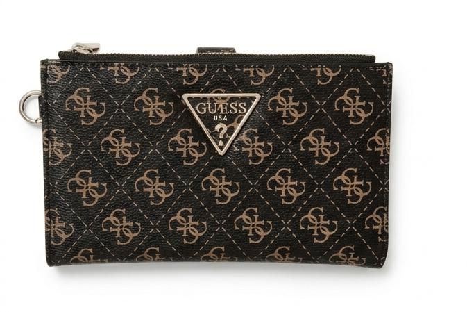 GUESS Women's Monogram Wristlet Wallet - Mocha Logo #7