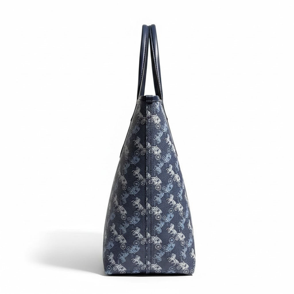 COACH Horse and Carriage Print City Tote - Denim Blue #13