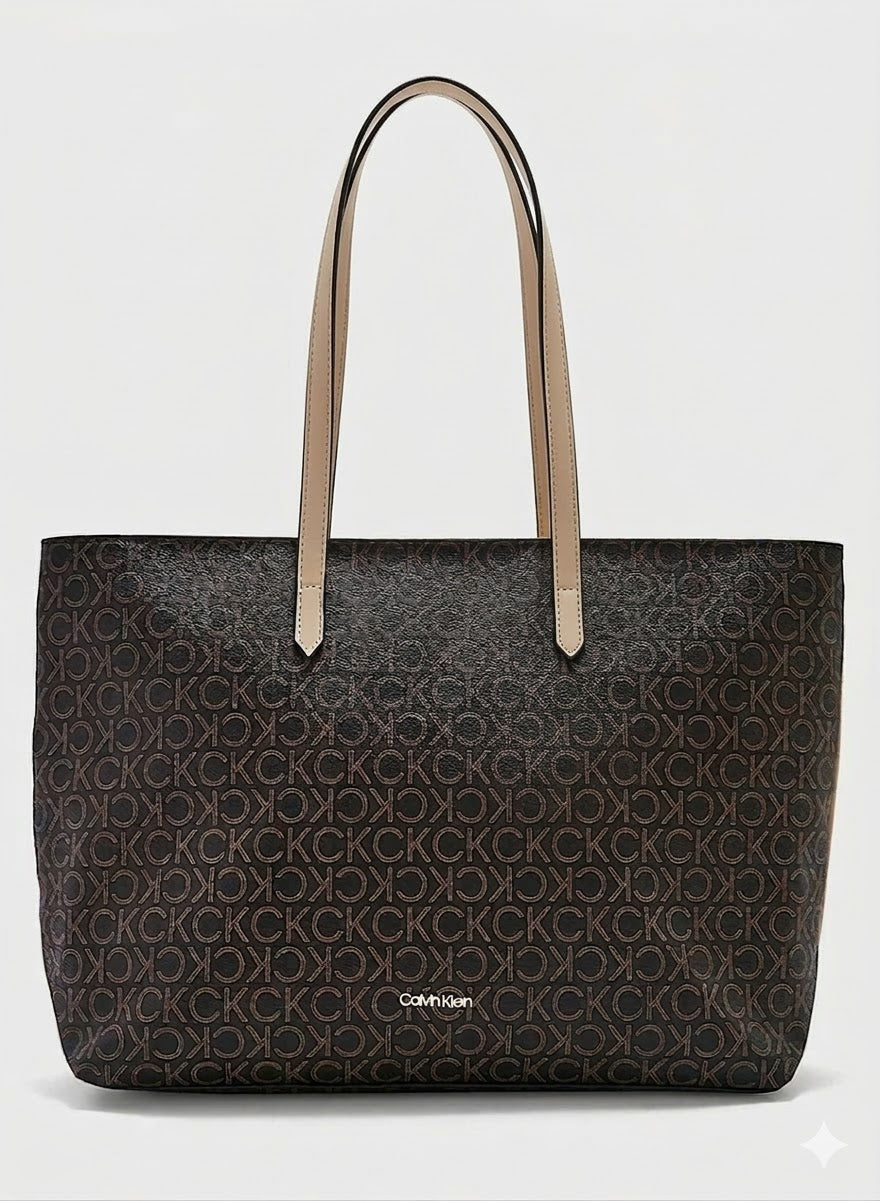 Calvin Klein Monogram Tote Bag - Espresso Brown #13