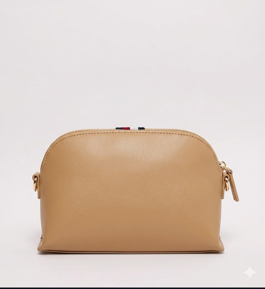 Tommy Hilfiger Dome Crossbody Bag – Rich Tan Camel, Signature Global Stripe & Gold TH Monogram #7