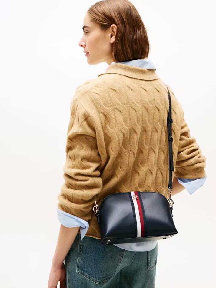Tommy Hilfiger Dome Crossbody Bag – Navy Blue, Signature Global Stripe Design #8