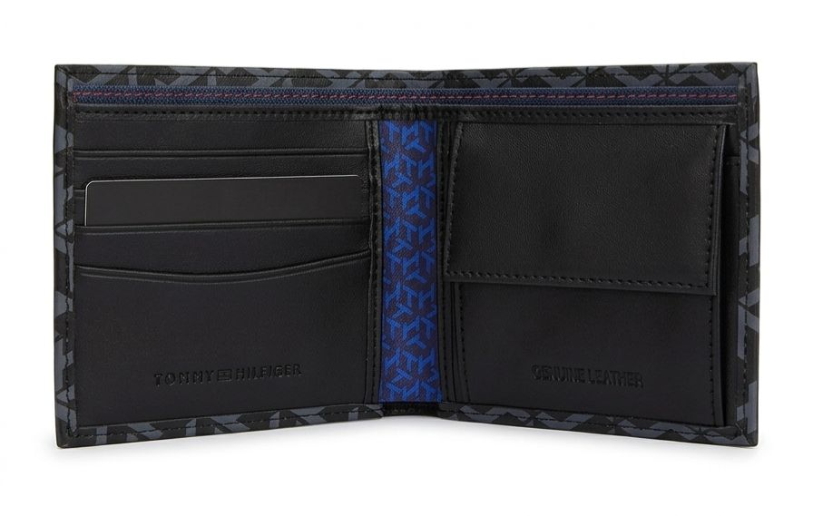 Tommy Hilfiger Men's Monogram Geometric Wallet - Black & Grey #74