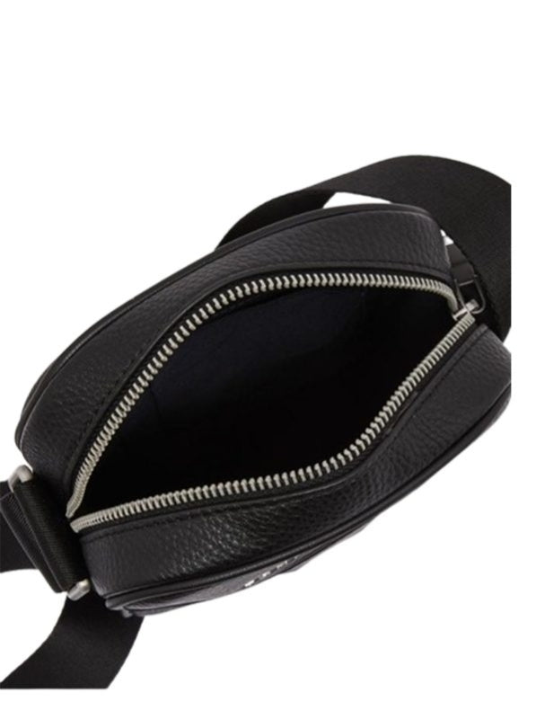 Tommy Hilfiger Polished Black Leather Reporter Bag for Men #48