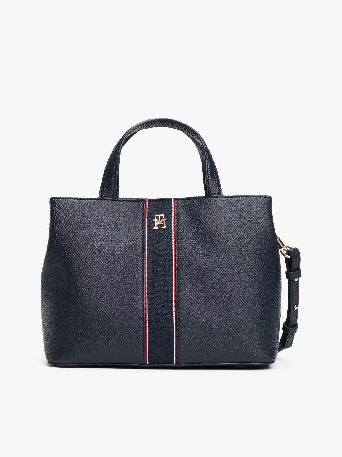 Tommy Hilfiger Signature Striped Satchel – Dark Navy #0043