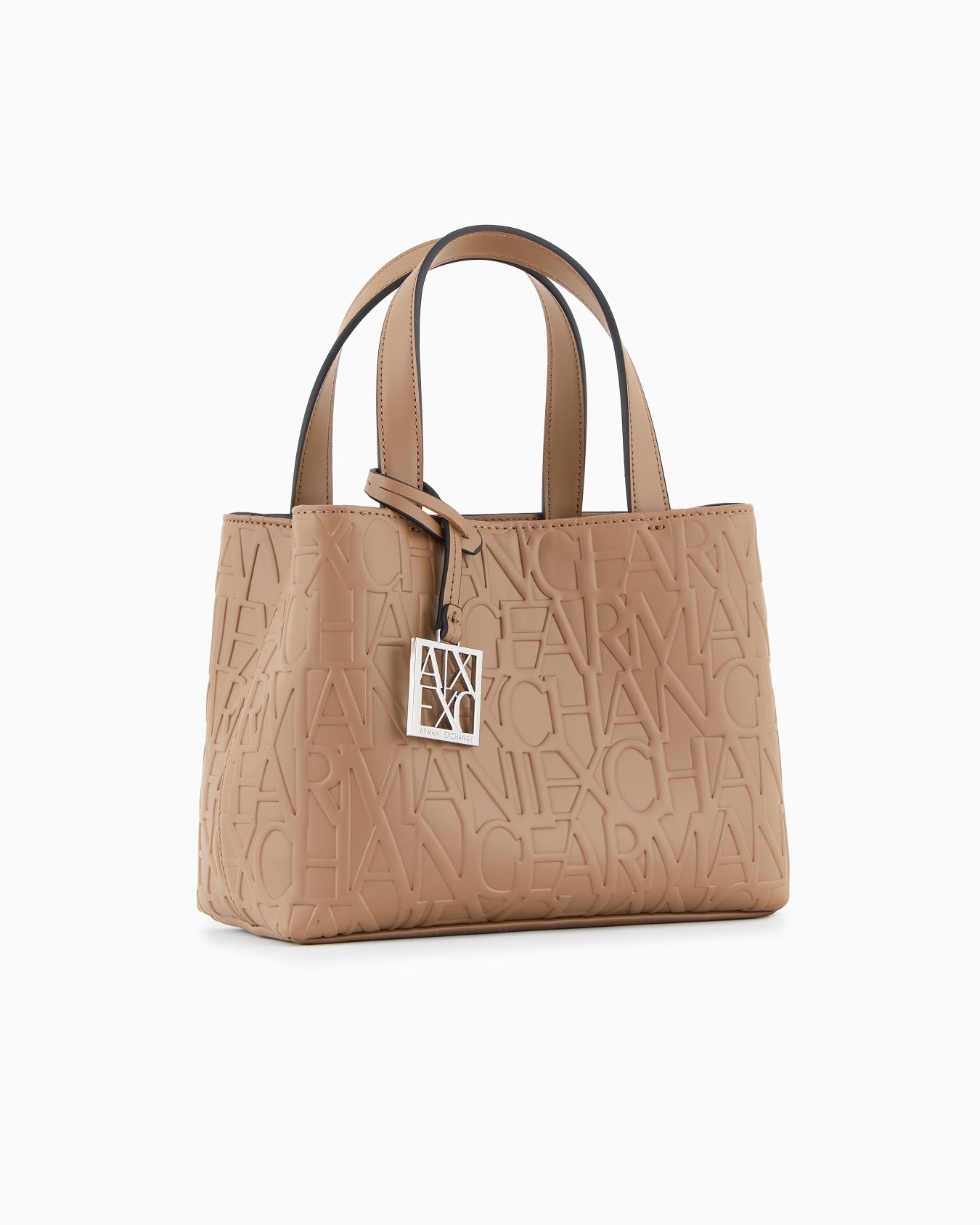 A|X Armani Exchange Medium Tote – Beige Embossed Logo Elegant #11