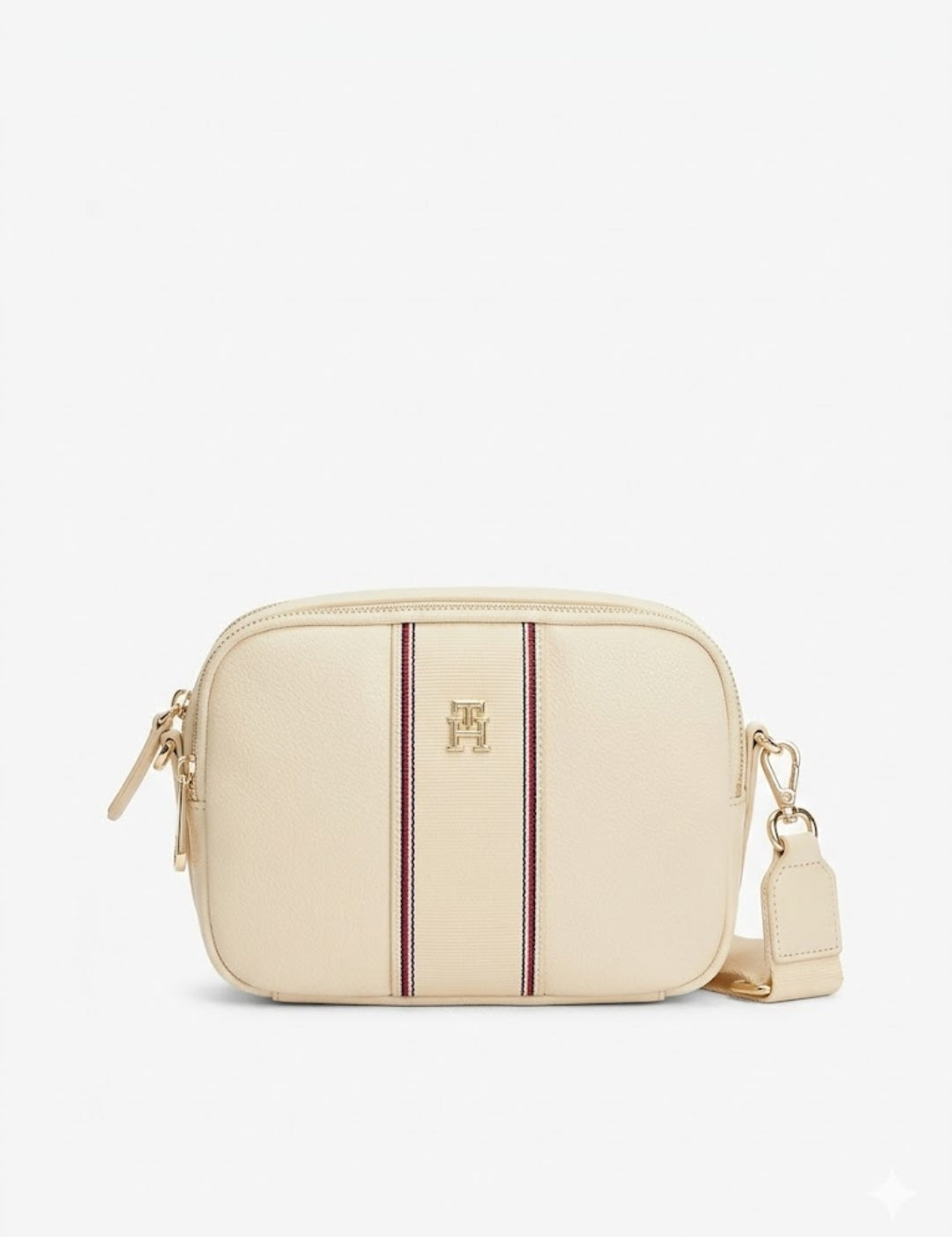Tommy Hilfiger Essential Camera Bag – Soft Cream, Signature Stripe & Gold TH Monogram #3