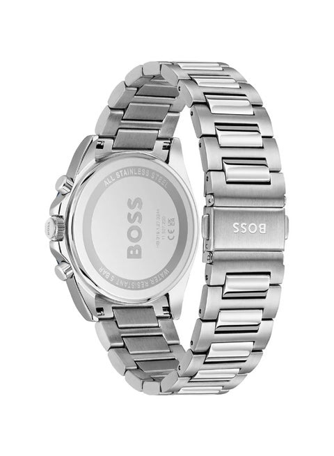 Hugo Boss Strike Chronograph Men's Watch – Model 1514240 | 41mm Stainless Steel, Blue Dial, Tachymeter Bezel