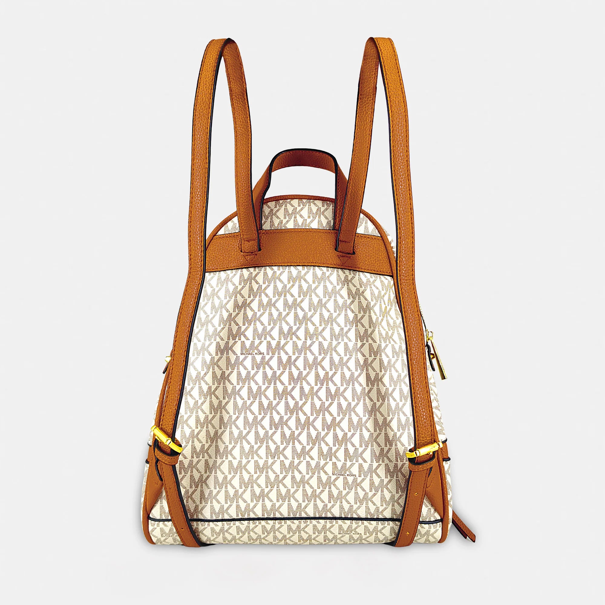 backpack featuring the classic MK signature monogram print in a rich chocolate brown #14