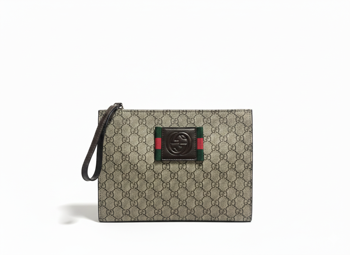 GUCCI GG Supreme Canvas Wristlet Pouch – Classic Monogram #1