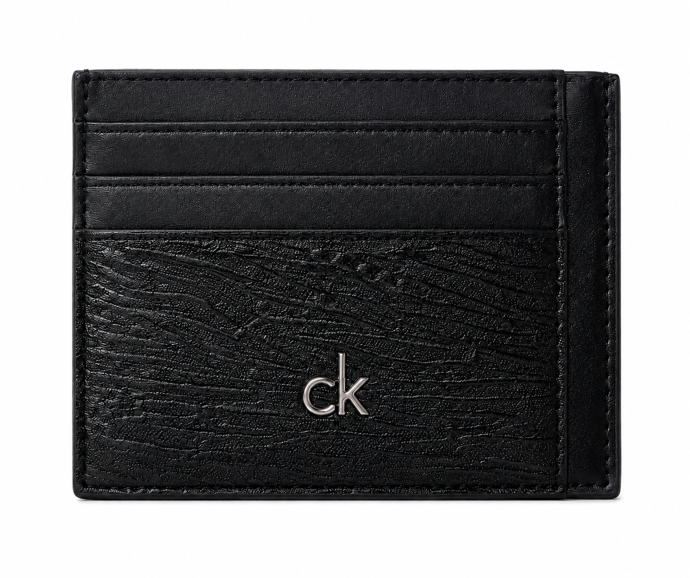 Calvin Klein Textured Leather Card Holder - Metal Logo