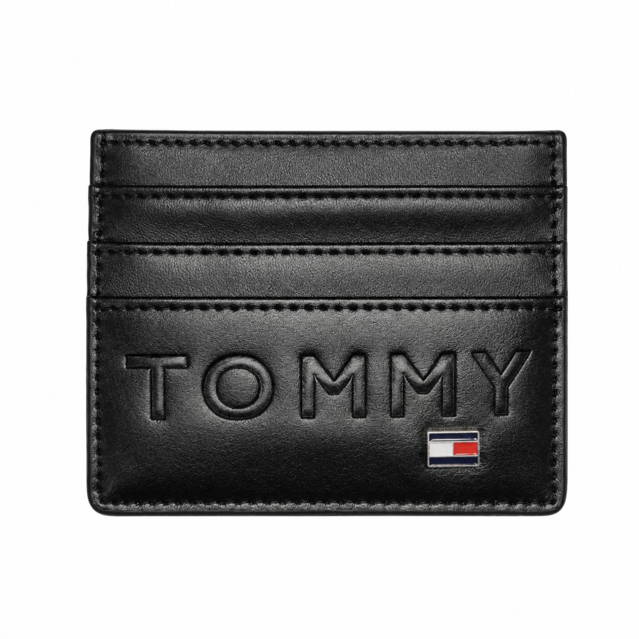 Tommy Hilfiger Embossed Logo Card Holder - Modern Black