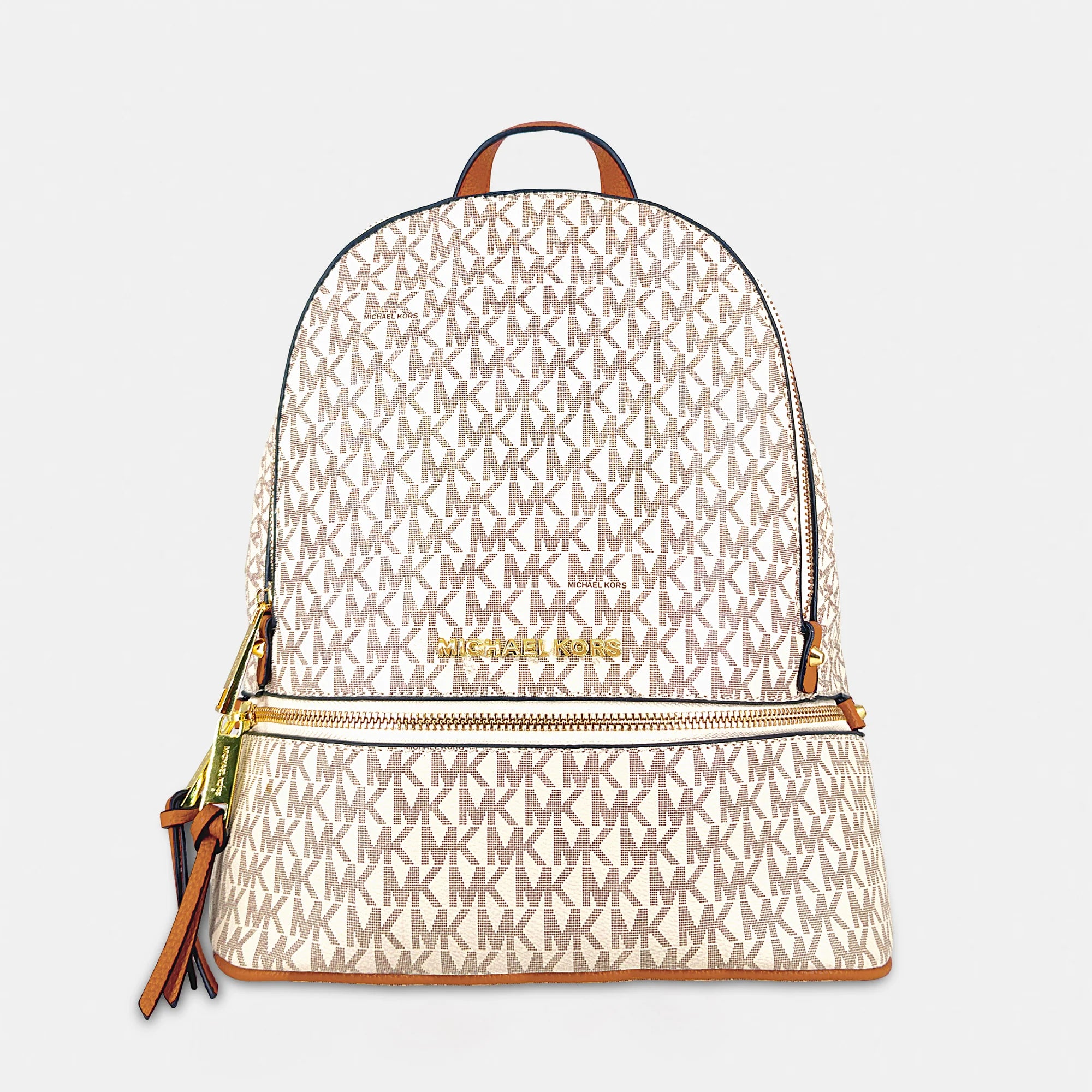 backpack featuring the classic MK signature monogram print in a rich chocolate brown #14