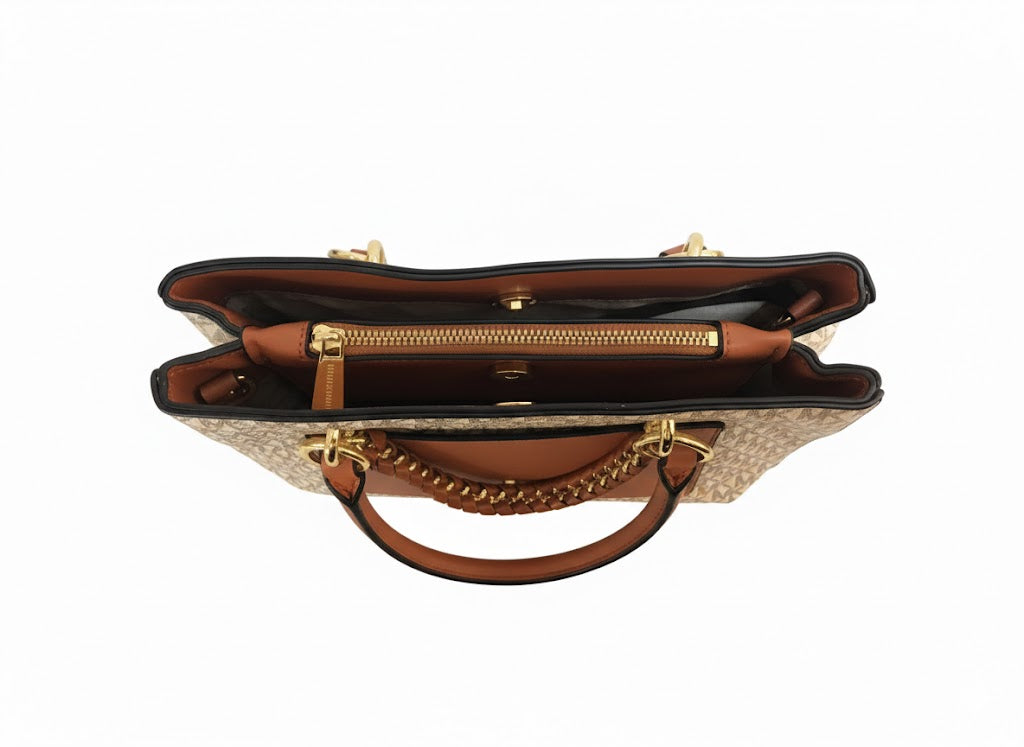 Michael Kors Monogram Tote – Chain Detail & Two-Tone Elegance #2